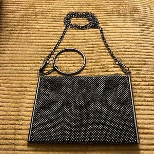 NWOT Estee & Lilly Charcoal grey metallic studed crossbody/wristlet/clutch!